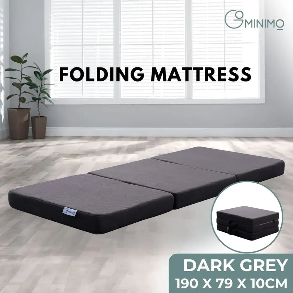 GOMINIMO 3 Fold Folding Mattress Single Dark Grey GO-FM-100-EON - Furniture > Mattresses