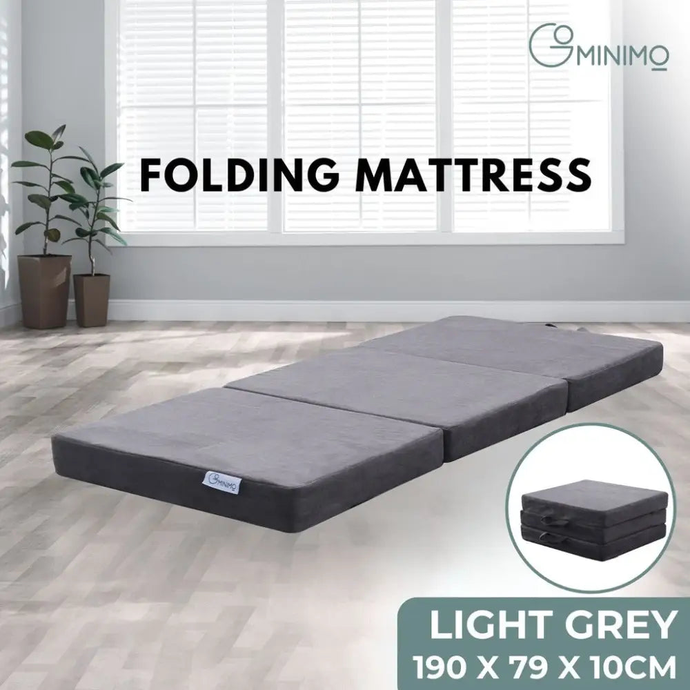 GOMINIMO 3 Fold Folding Mattress Single Light Grey GO-FM-101-EON - Furniture > Mattresses