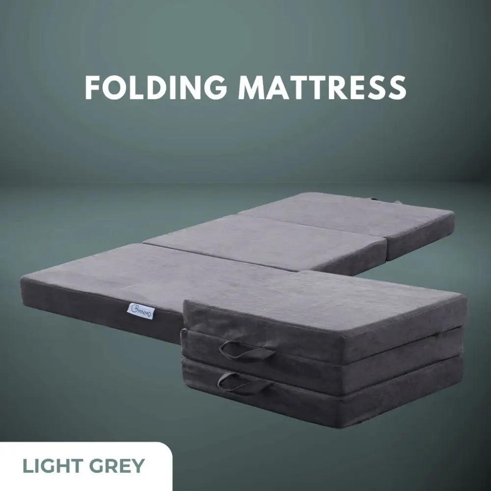 GOMINIMO 3 Fold Folding Mattress Single Light Grey GO-FM-101-EON - Furniture > Mattresses