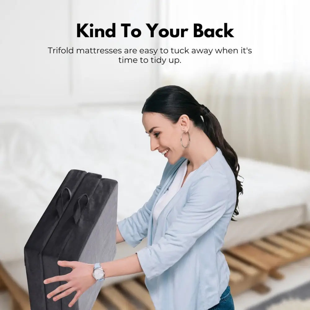 GOMINIMO 3 Fold Folding Mattress Single Light Grey GO-FM-101-EON - Furniture > Mattresses
