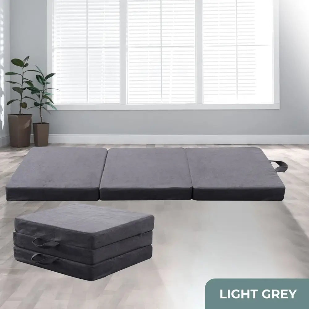 GOMINIMO 3 Fold Folding Mattress Single Light Grey GO-FM-101-EON - Furniture > Mattresses