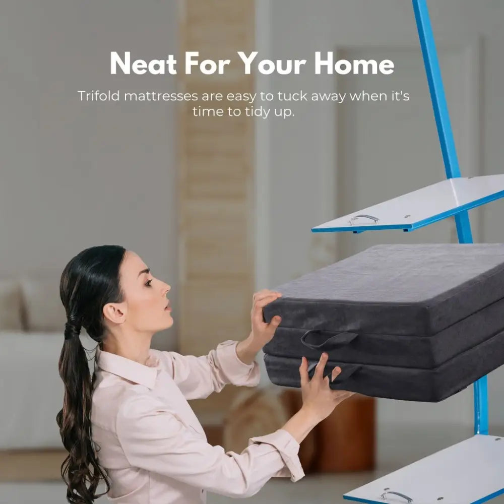 GOMINIMO 3 Fold Folding Mattress Single Light Grey GO-FM-101-EON - Furniture > Mattresses