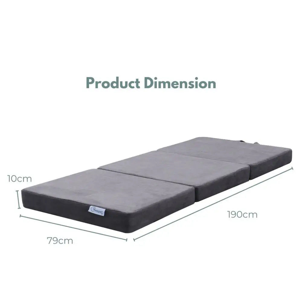 GOMINIMO 3 Fold Folding Mattress Single Light Grey GO-FM-101-EON - Furniture > Mattresses