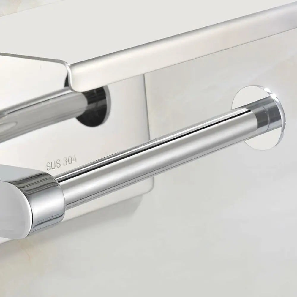 GOMINIMO 304 Stainless Steel Double Toilet Paper Roll Holder with Phone Shelf (Silver) - Home & Garden > Bathroom
