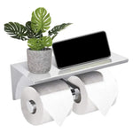 GOMINIMO 304 Stainless Steel Double Toilet Paper Roll Holder with Phone Shelf (Silver) - Home & Garden > Bathroom