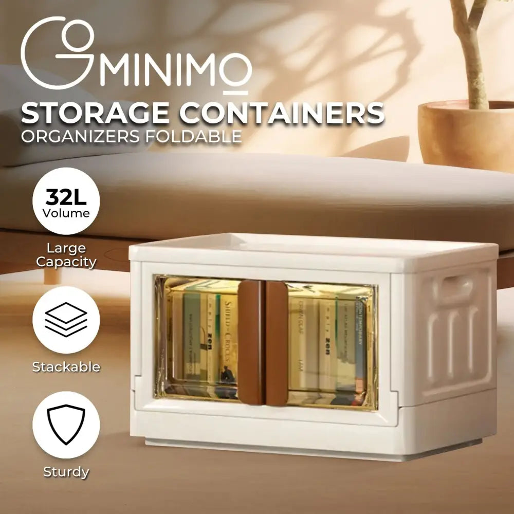GOMINIMO 32L Foldable Storage Organizers(lvory + Brown) GO-FSCR-100-HXH - Home & Garden > Storage