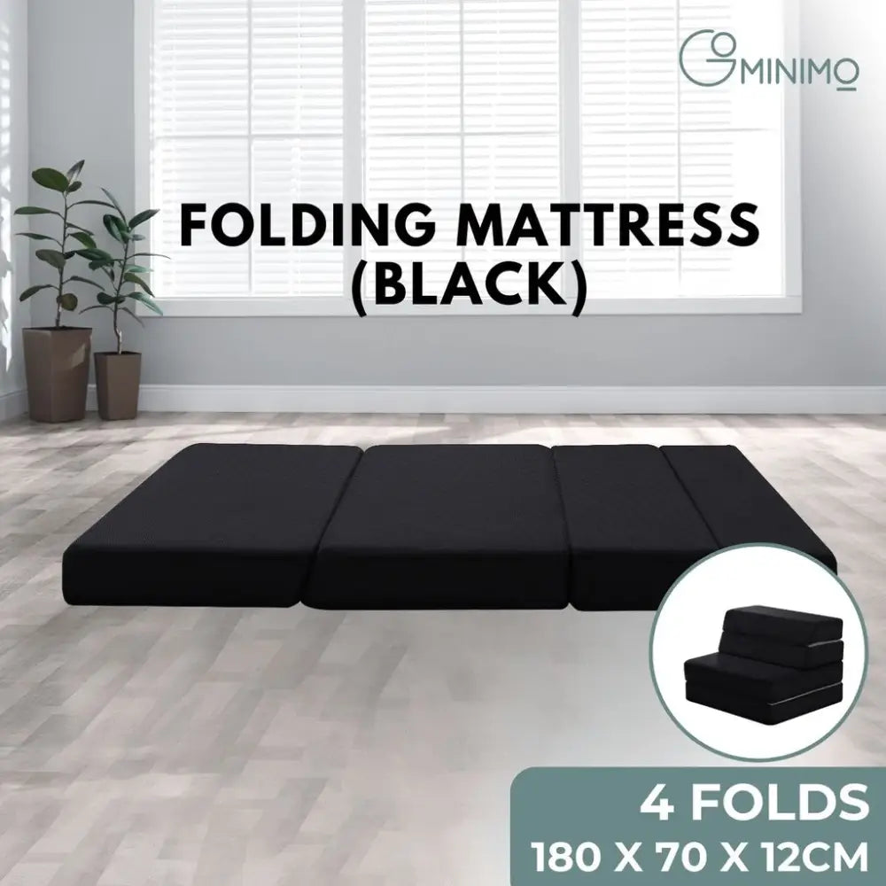 GOMINIMO 4 Fold Folding Mattress Black Air Mesh GO-FM-105-EON - Furniture > Mattresses