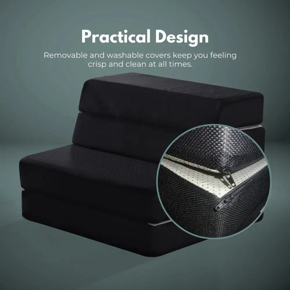 GOMINIMO 4 Fold Folding Mattress Black Air Mesh GO-FM-105-EON - Furniture > Mattresses