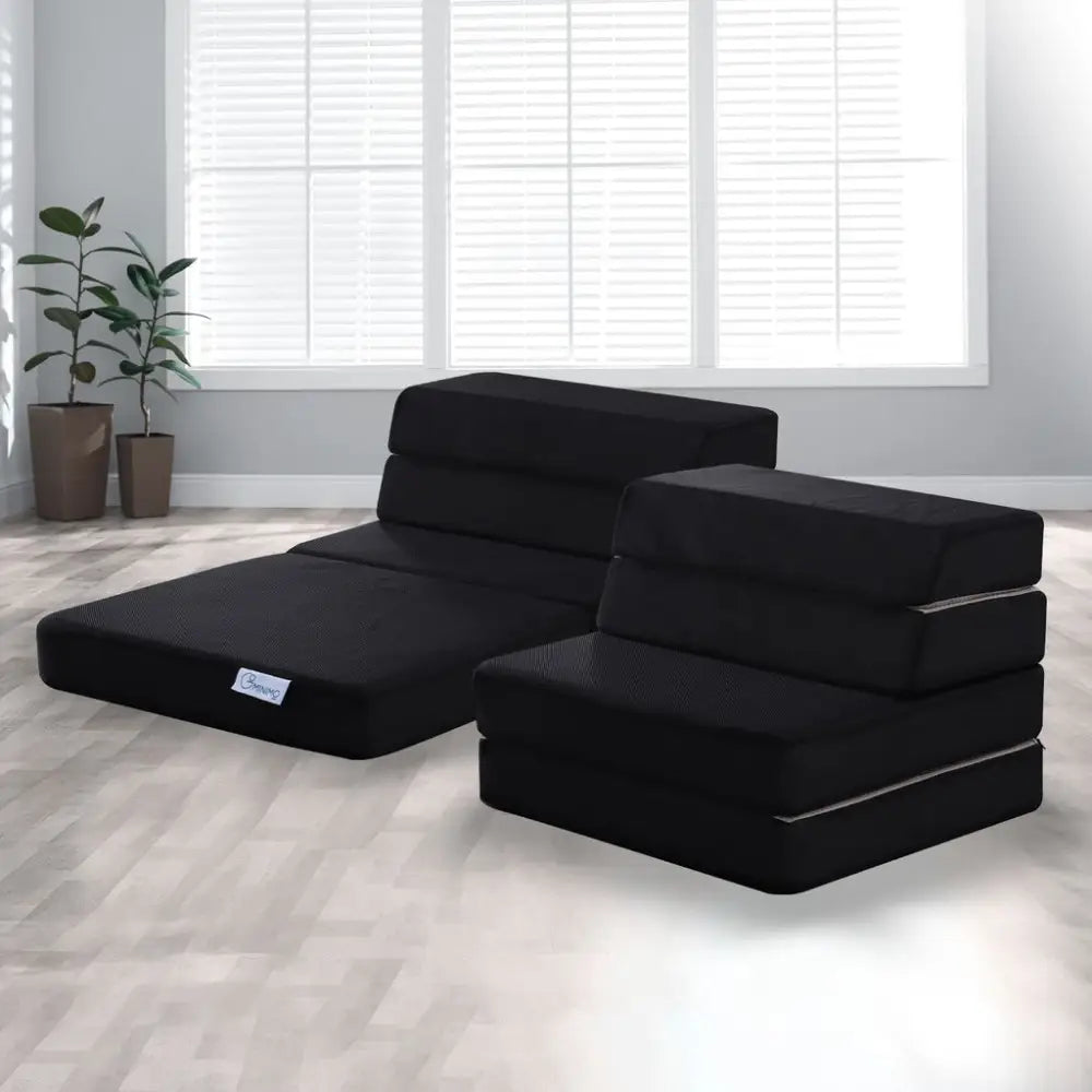 GOMINIMO 4 Fold Folding Mattress Black Air Mesh GO-FM-105-EON - Furniture > Mattresses