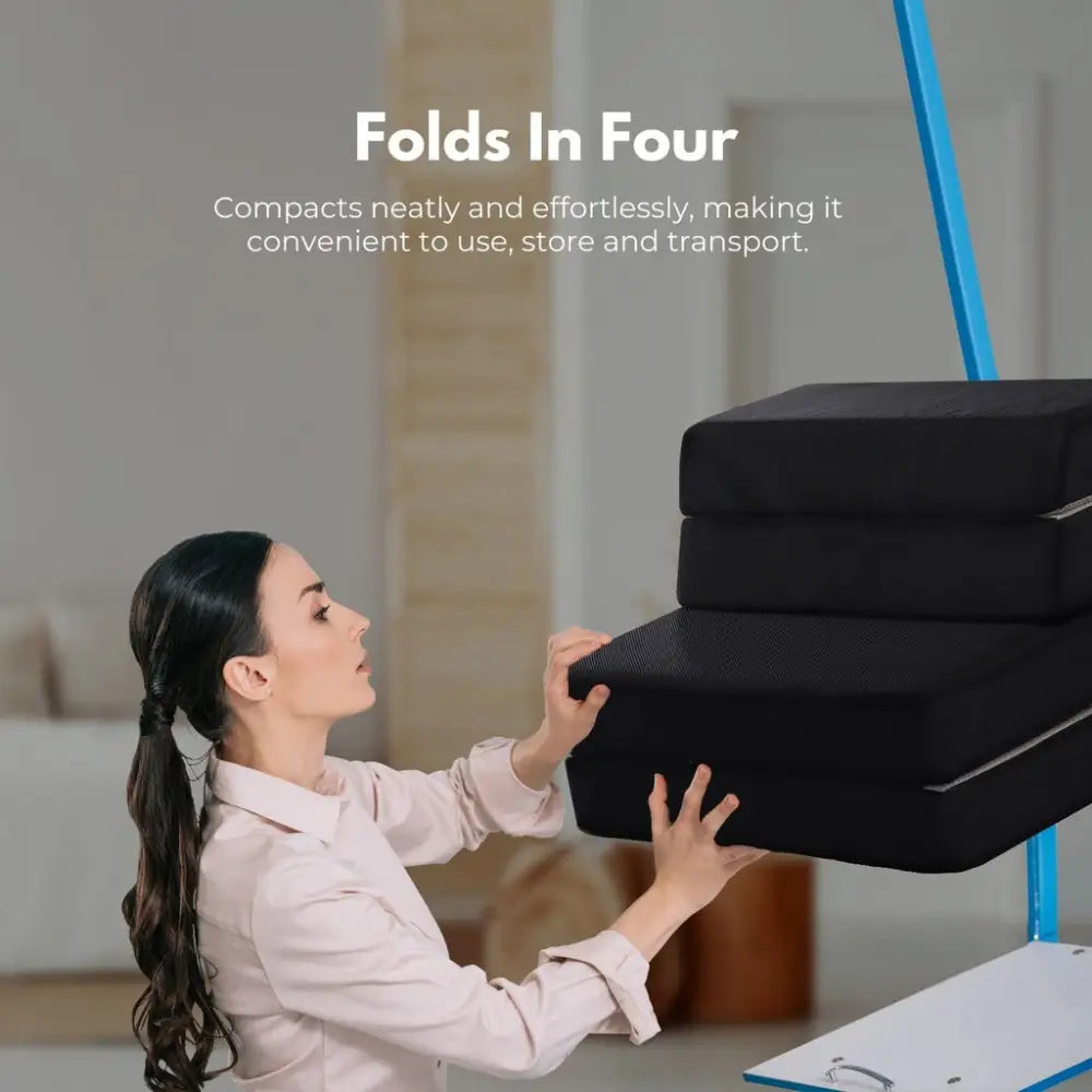 GOMINIMO 4 Fold Folding Mattress Black Air Mesh GO-FM-105-EON - Furniture > Mattresses