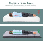 GOMINIMO 4 Fold Memory Foam Folding Mattress Dark Grey Velvet GO-FM-104-EON - Furniture > Mattresses