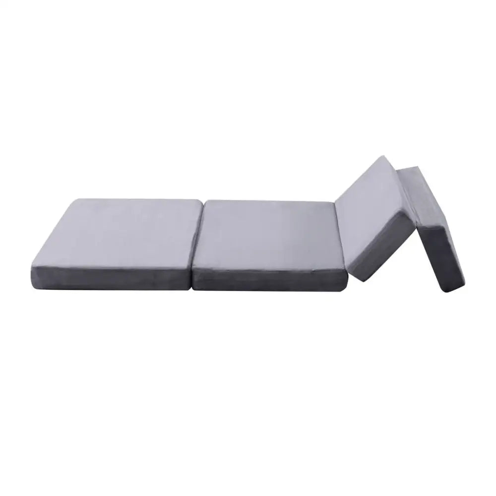 GOMINIMO 4 Fold Memory Foam Folding Mattress Dark Grey Velvet GO-FM-104-EON - Furniture > Mattresses