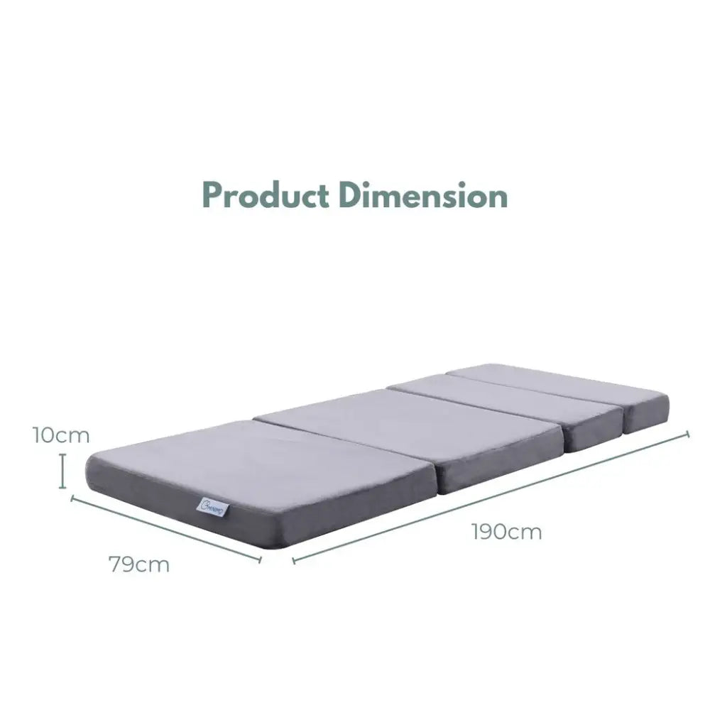 GOMINIMO 4 Fold Memory Foam Folding Mattress Dark Grey Velvet GO-FM-104-EON - Furniture > Mattresses