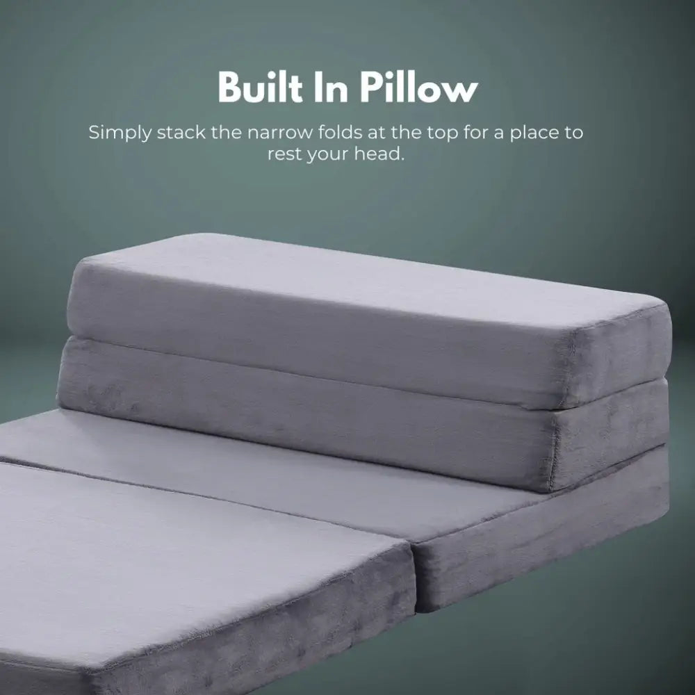 GOMINIMO 4 Fold Memory Foam Folding Mattress Dark Grey Velvet GO-FM-104-EON - Furniture > Mattresses