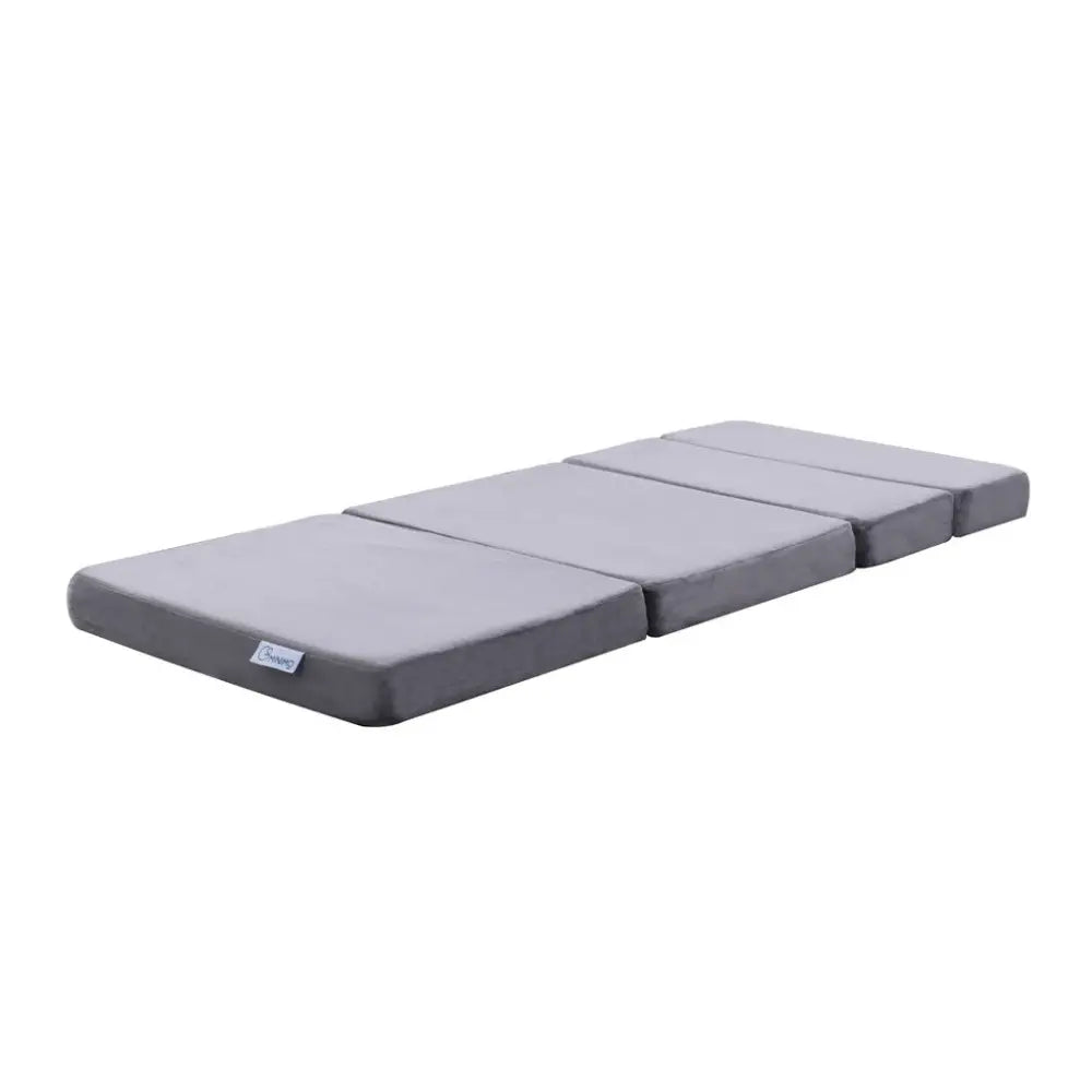 GOMINIMO 4 Fold Memory Foam Folding Mattress Dark Grey Velvet GO-FM-104-EON - Furniture > Mattresses