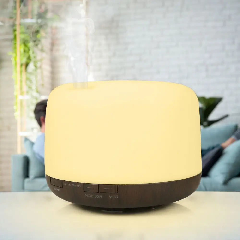 GOMINIMO 5 in1 LED Aromatherapy Essential Oil Diffuser 500ml (Dark Wood Base) - Appliances > Aroma Diffusers &