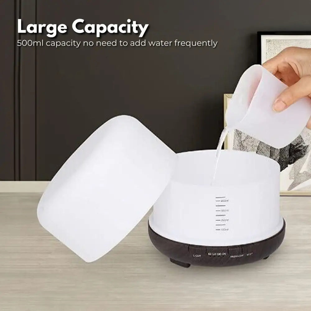 GOMINIMO 5 in1 LED Aromatherapy Essential Oil Diffuser 500ml (Dark Wood Base) - Appliances > Aroma Diffusers &