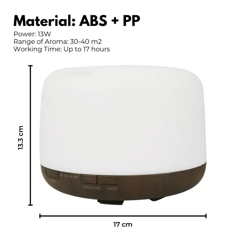 GOMINIMO 5 in1 LED Aromatherapy Essential Oil Diffuser 500ml (Dark Wood Base) - Appliances > Aroma Diffusers &
