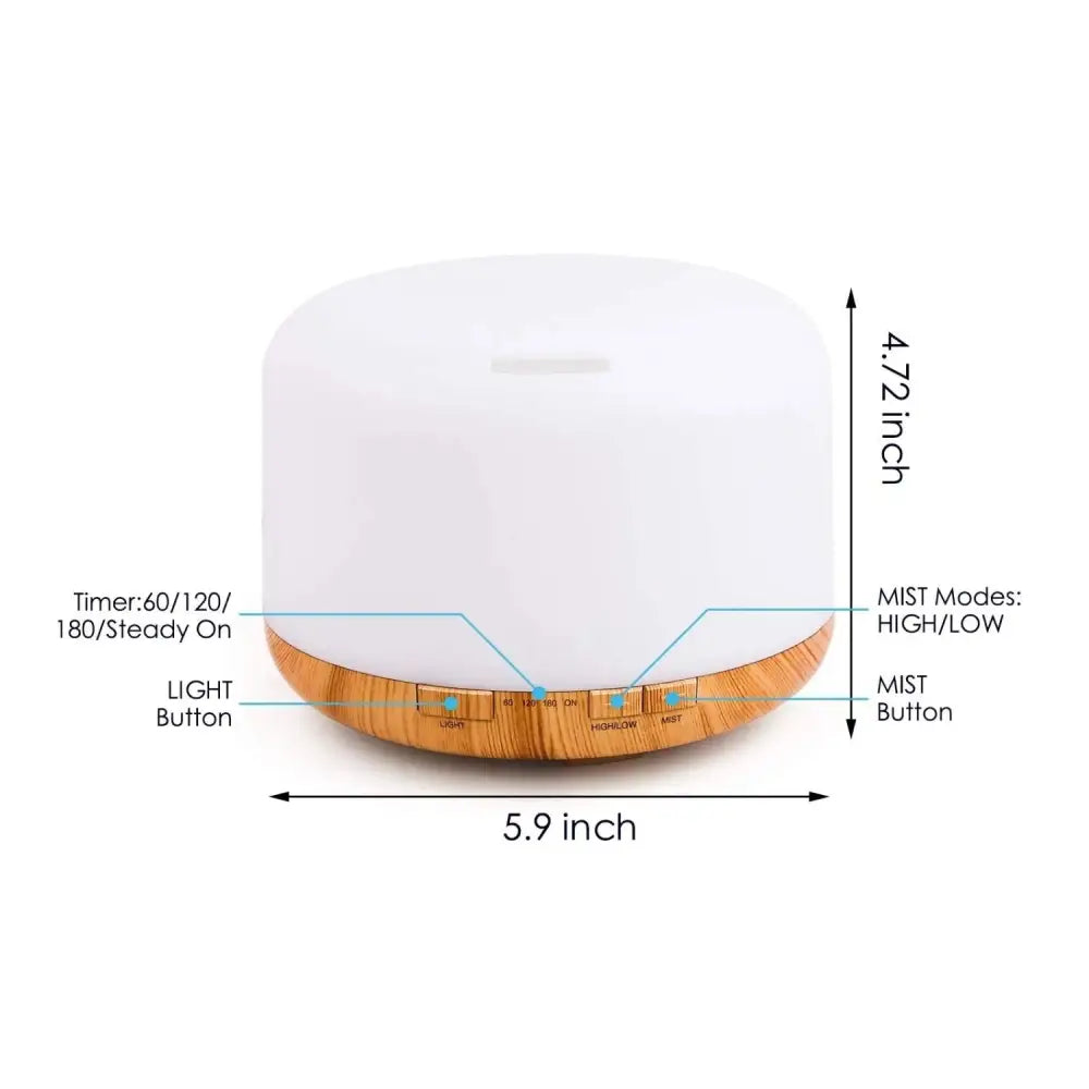 GOMINIMO 5 in1 LED Aromatherapy Essential Oil Diffuser 500ml (Wood Base) - Appliances > Aroma Diffusers & Humidifiers