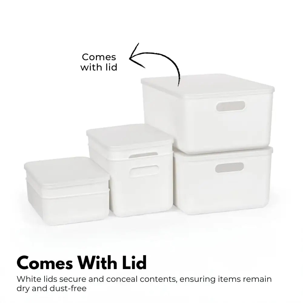 GOMINIMO 6 Pieces Plastic Storage Bins with 4 Lids (Beige)GO-SBI-100-CYP - Home & Garden > Storage