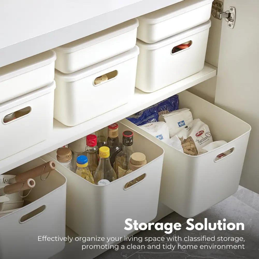 GOMINIMO 6 Pieces Plastic Storage Bins with 4 Lids (Beige)GO-SBI-100-CYP - Home & Garden > Storage