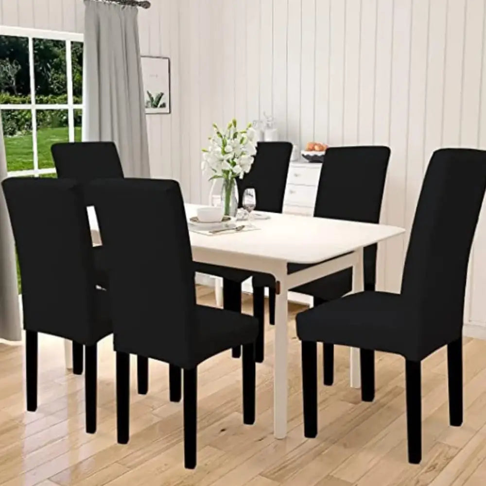 GOMINIMO 6pcs Dining Chair Slipcovers/ Protective Covers (Black) GO-DCS-102-RDT - Furniture > Dining
