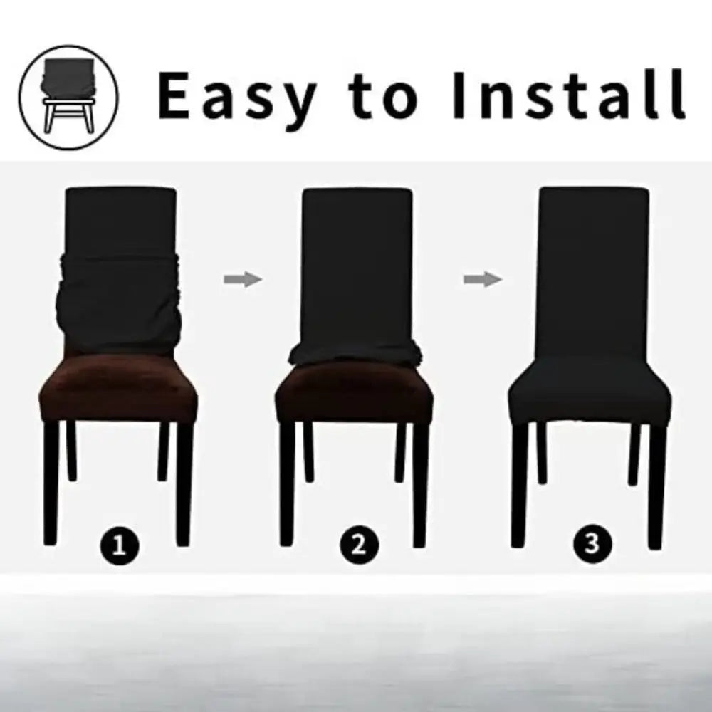 GOMINIMO 6pcs Dining Chair Slipcovers/ Protective Covers (Black) GO-DCS-102-RDT - Furniture > Dining