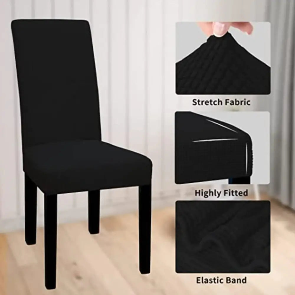 GOMINIMO 6pcs Dining Chair Slipcovers/ Protective Covers (Black) GO-DCS-102-RDT - Furniture > Dining