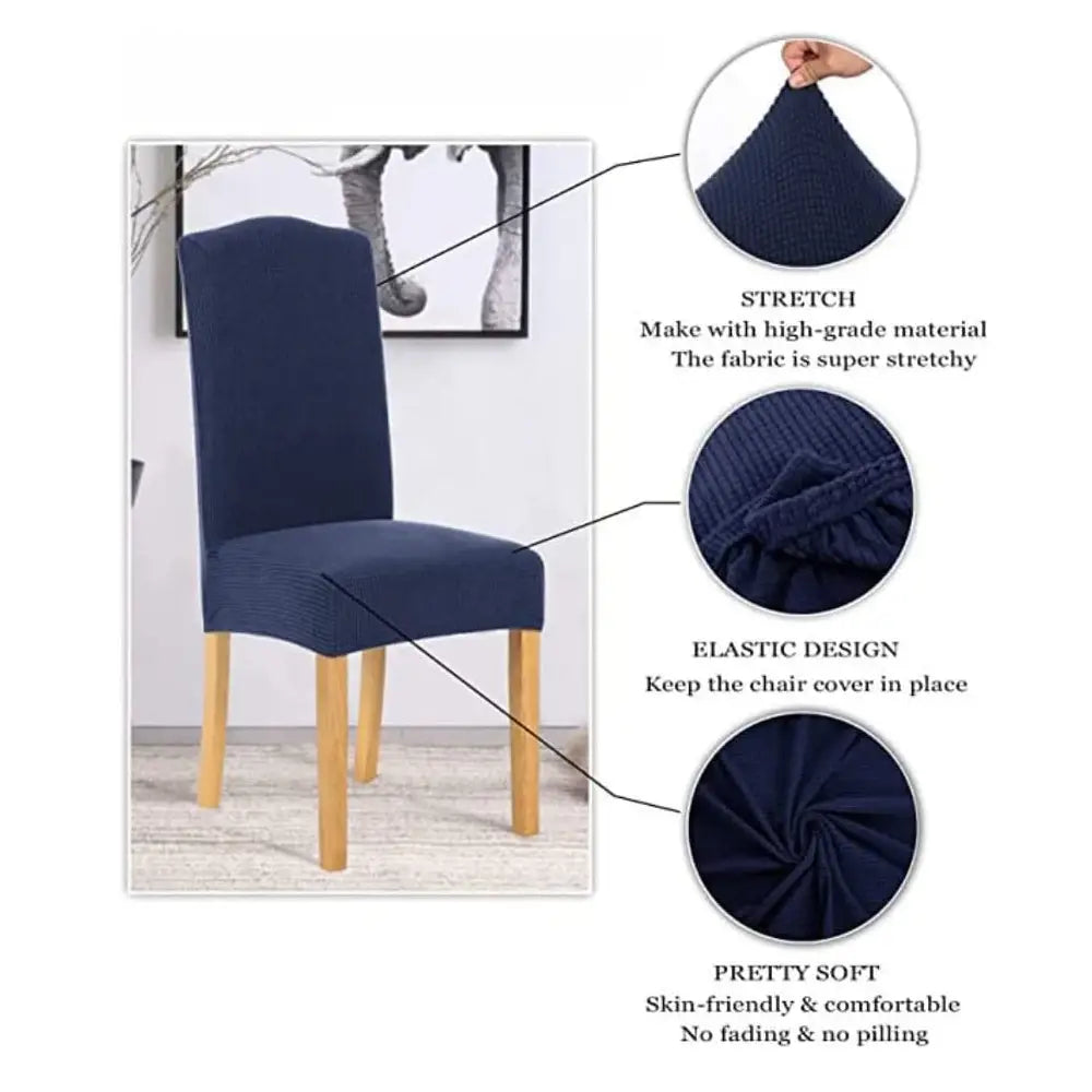 GOMINIMO 6pcs Dining Chair Slipcovers/ Protective Covers (Navy Blue) GO-DCS-107-RDT - Furniture > Dining