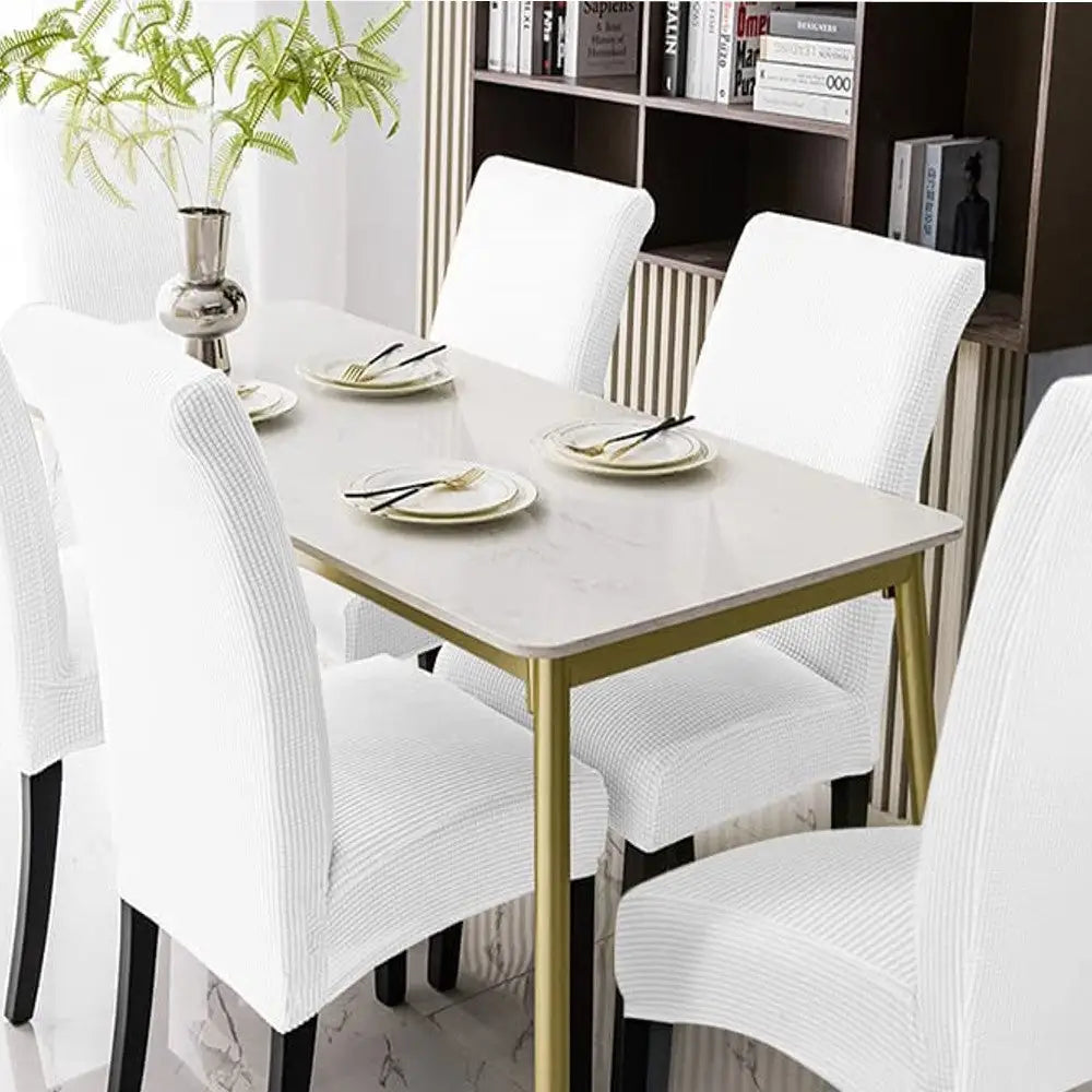 GOMINIMO 6pcs Dining Chair Slipcovers/ Protective Covers (White) GO-DCS-106-RDT - Furniture > Dining
