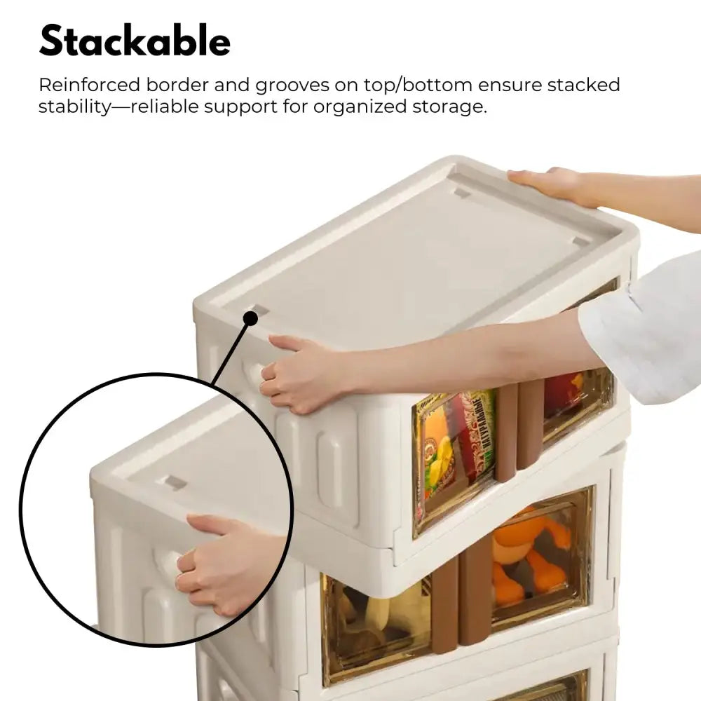 GOMINIMO 72L Foldable Storage Organizers(lvory + Brown) GO-FSCR-101-HXH - Home & Garden > Storage