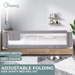 GOMINIMO 90CM Height Adjustable Folding Kids Safety Bed Rail (200X90CM Single Side 1 PCS Grey) - Baby & Kids > Gates &