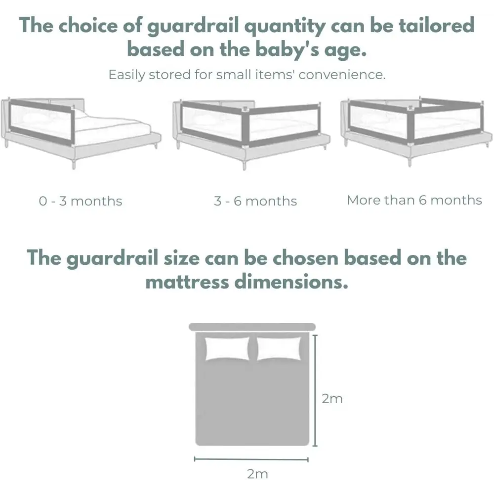 GOMINIMO 90CM Height Adjustable Folding Kids Safety Bed Rail (200X90CM Single Side 1 PCS Grey) - Baby & Kids > Gates &