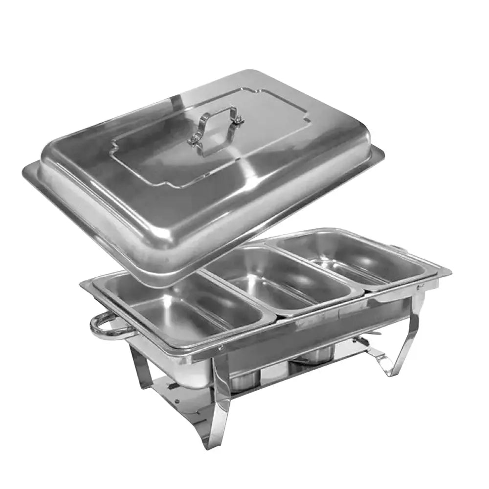 GOMINIMO 9L Chafing Dish Multifunctional Stainless Steel Food Buffet Warmer Pan (3x3L Triple Trays) - Home & Garden >