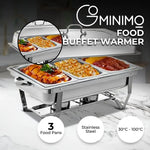 GOMINIMO 9L Chafing Dish Multifunctional Stainless Steel Food Buffet Warmer Pan (3x3L Triple Trays) - Home & Garden >