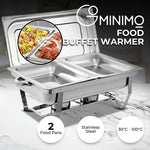 GOMINIMO 9L Chafing Dish Stainless Steel Food Buffet Warmer Pan (2x4.5L Dual Trays) GO-CDB-100-JZY - Home & Garden >