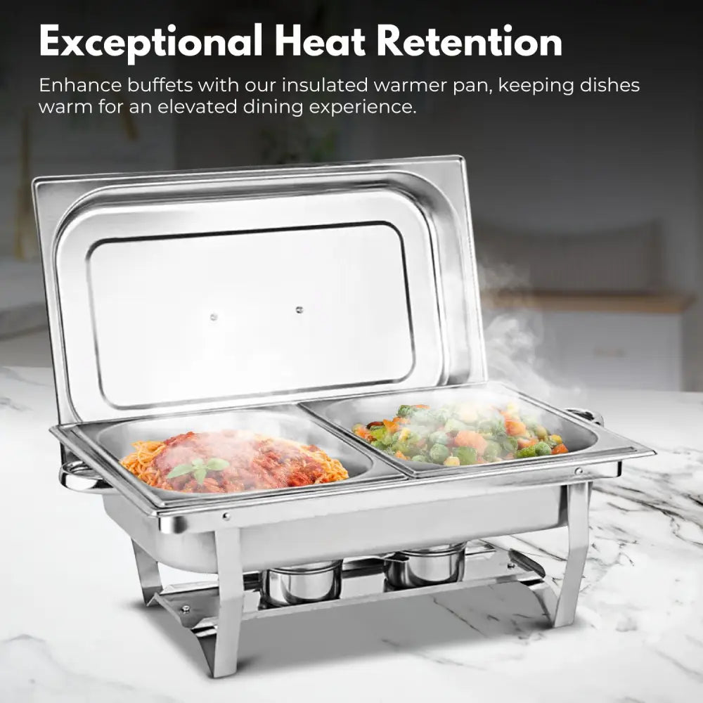 GOMINIMO 9L Chafing Dish Stainless Steel Food Buffet Warmer Pan (2x4.5L Dual Trays) GO-CDB-100-JZY - Home & Garden >