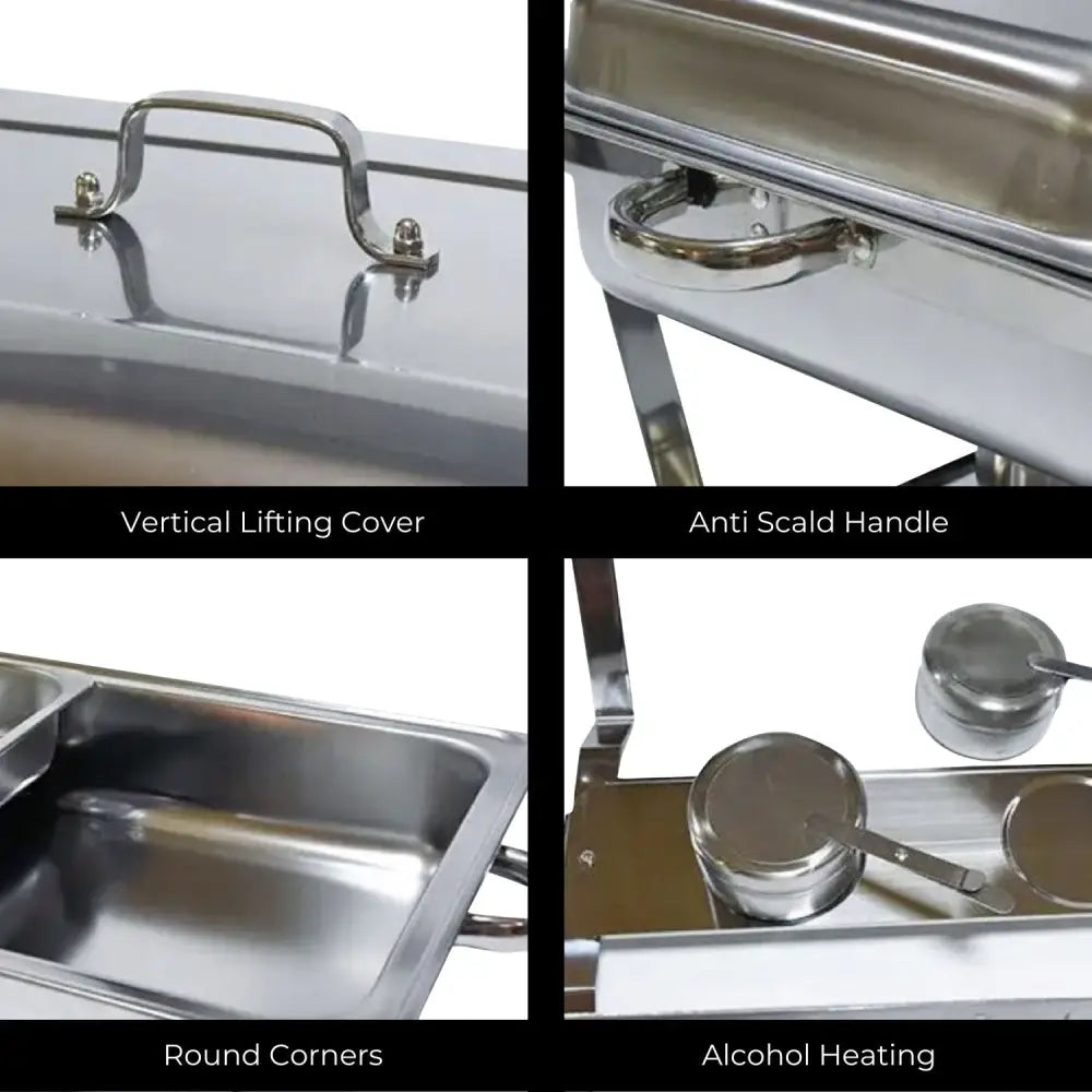GOMINIMO 9L Chafing Dish Stainless Steel Food Buffet Warmer Pan (2x4.5L Dual Trays) GO-CDB-100-JZY - Home & Garden >