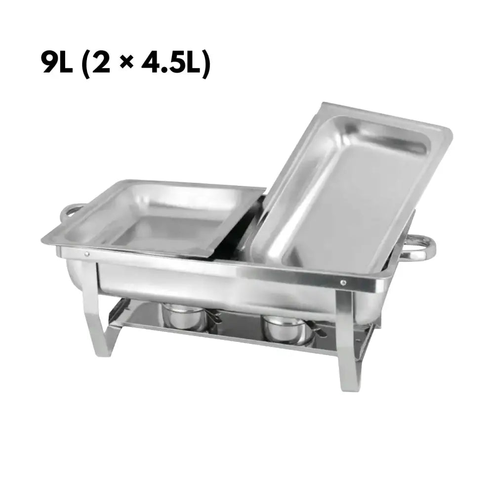 GOMINIMO 9L Chafing Dish Stainless Steel Food Buffet Warmer Pan (2x4.5L Dual Trays) GO-CDB-100-JZY - Home & Garden >