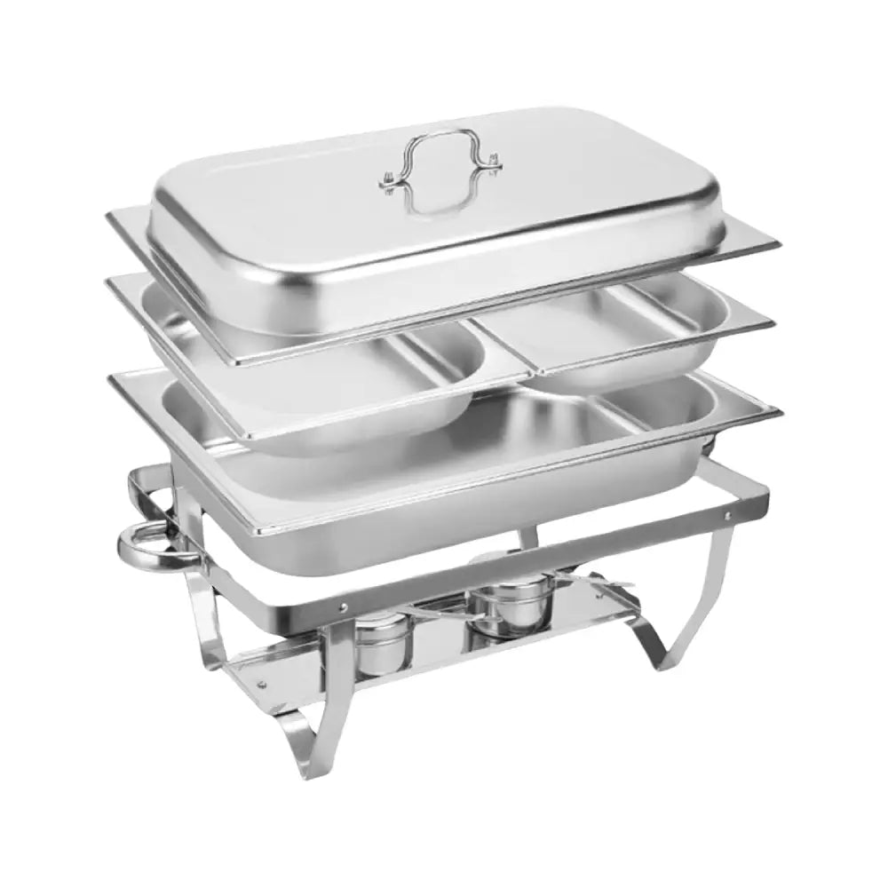 GOMINIMO 9L Chafing Dish Stainless Steel Food Buffet Warmer Pan (2x4.5L Dual Trays) GO-CDB-100-JZY - Home & Garden >