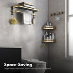 Gominimo Bathroom Wall Mount Black Gold Accessories Set (A) - Home & Garden > Bathroom Accessories > Bath Caddies