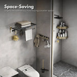 Gominimo Bathroom Wall Mount Black Gold Accessories Set (B) - Home & Garden > Bathroom Accessories > Bath Caddies