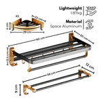 Gominimo Bathroom Wall Mount Black Gold Accessories Set (C) - Home & Garden > Bathroom Accessories > Bath Caddies