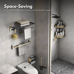 Gominimo Bathroom Wall Mount Black Gold Accessories Set (G) - Home & Garden > Bathroom Accessories > Bath Caddies
