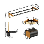 Gominimo Bathroom Wall Mount Black Gold Accessories Set (H) - Home & Garden > Bathroom Accessories > Bath Caddies