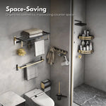 Gominimo Bathroom Wall Mount Black Gold Accessories Set (H) - Home & Garden > Bathroom Accessories > Bath Caddies