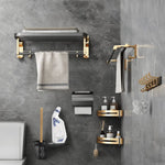 Gominimo Bathroom Wall Mount Black Gold Accessories Set (H) - Home & Garden > Bathroom Accessories > Bath Caddies