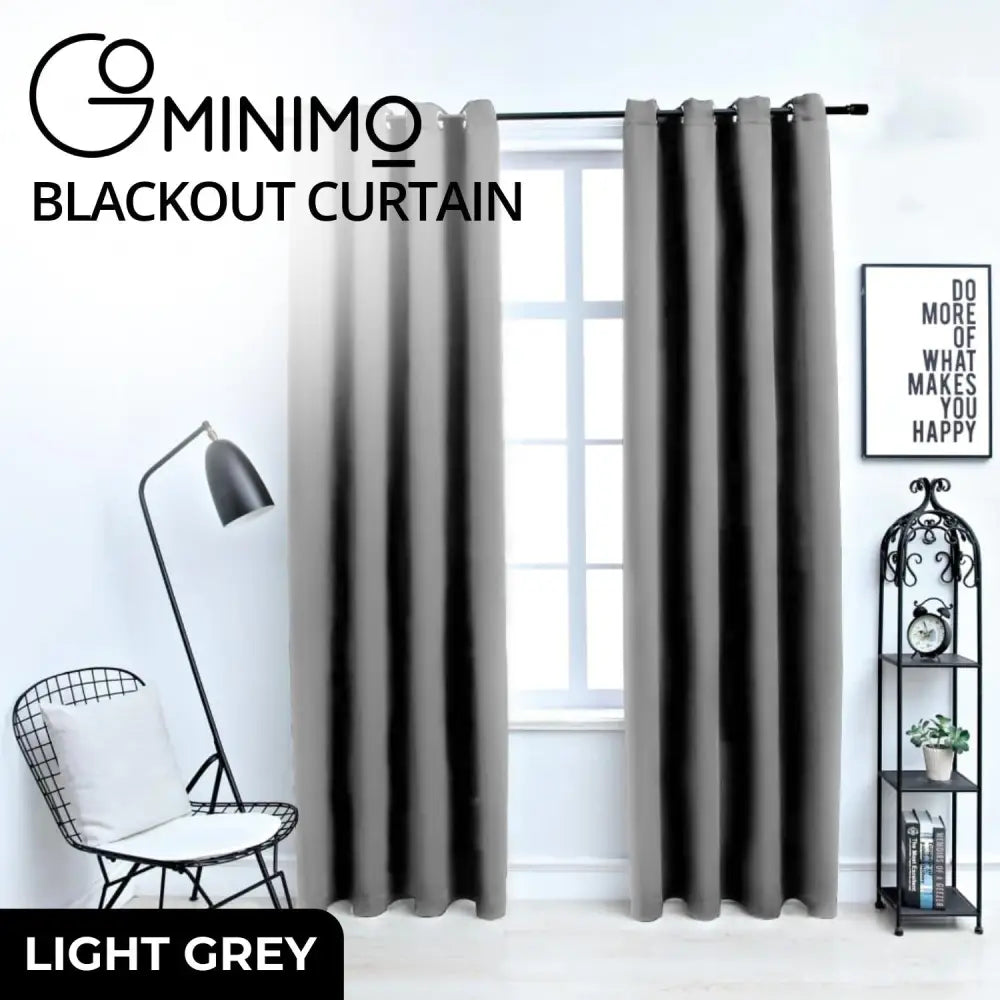 GOMINIMO Blackout Window Curtains for Thermal Insulated Room (Set of 2 W132cm x D213cm Light Grey) GO-CNB-104-MM - Home