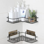 GOMINIMO Corner Shower Caddy with Hooks and Adhesive (Black) - Auto Accessories > Auto Accessories Others > Automotive