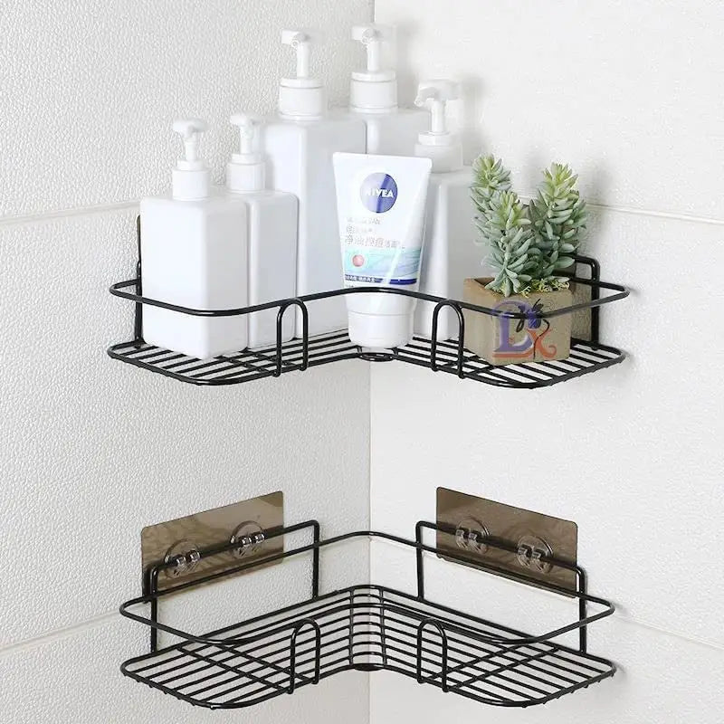 GOMINIMO Corner Shower Caddy with Hooks and Adhesive (Black) - Auto Accessories > Auto Accessories Others > Automotive